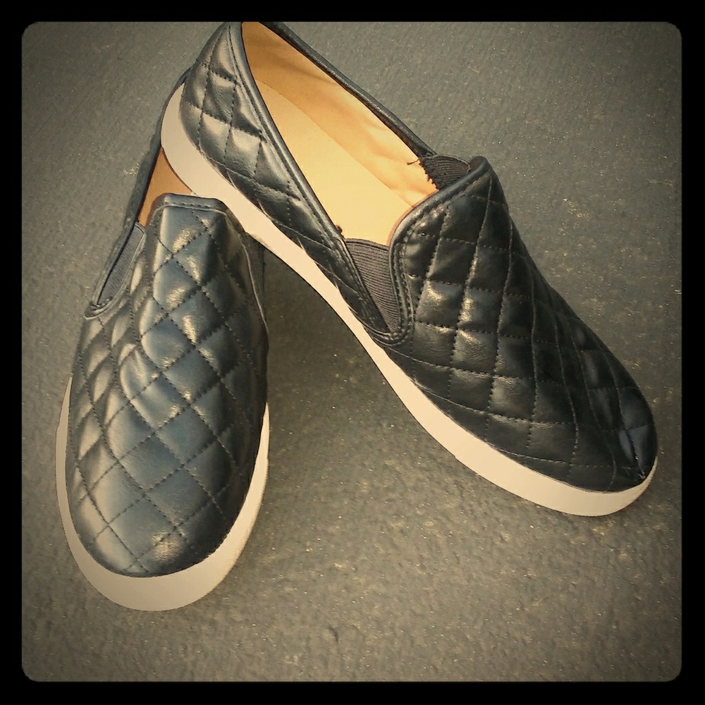 Black Quilted Slip On Shoes